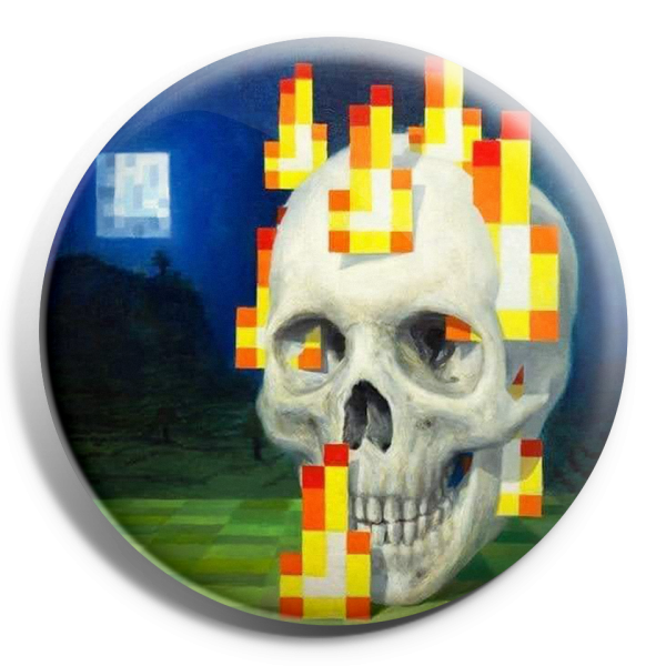 11028-3d-ROUND Skull on Fire